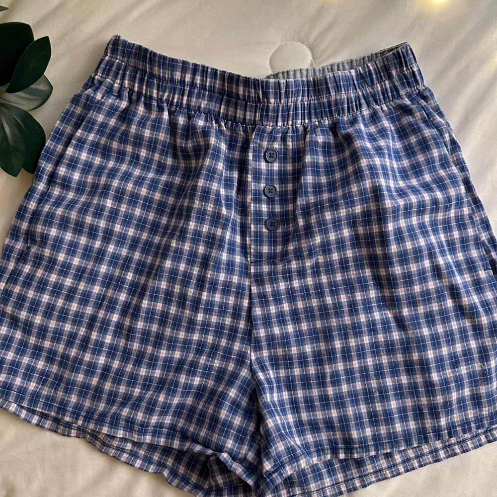 Women's Blue Checkered Shorts